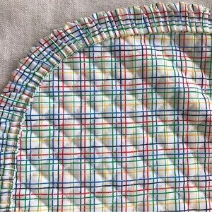 Vintage 70’s 80’s quilted plaid placemats set of 6 ruffled trim